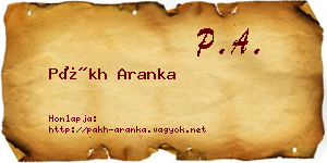Pákh Aranka névjegykártya